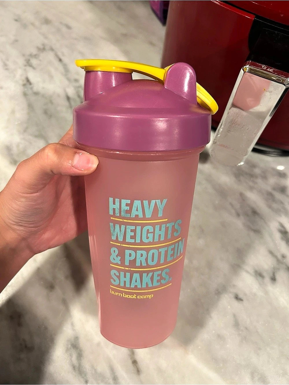Burn Boot Camp Protein Shaker Bottle Pink & Yellow